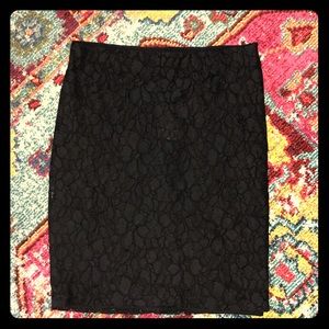 Chaps Black Lace Pencil Skirt